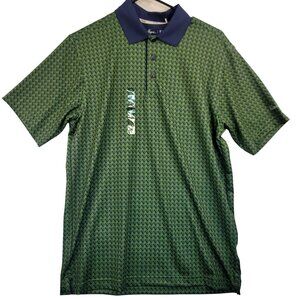 Walter Hagen Mens Small Performance 11 Golf Polo Houndstooth Print Olive Green